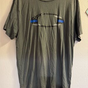 Oakley Men's Olive Logo T-Shirt with Thin Blue Line